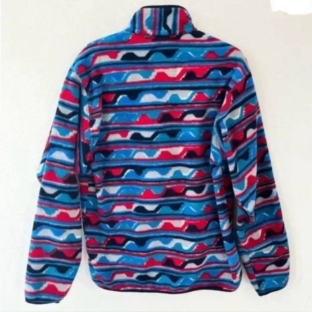 Patagonia Men’s Synchilla Snap-T Pullover Delta Wave Navy Blue Red White XXL